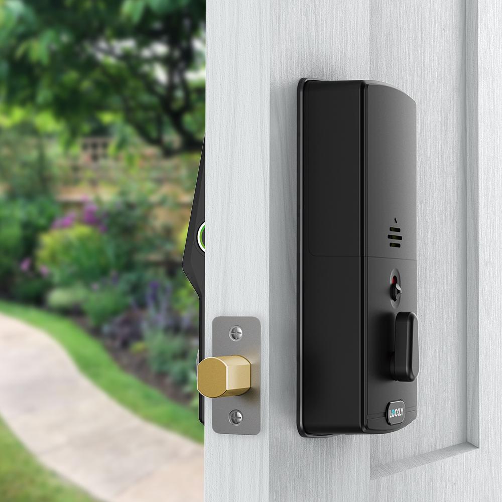 Secure Plus Matte Black Single-Cylinder Keypad Smart Alarmed Lock Deadbolt with Bluetooth, 3D Fingerprint Sensor