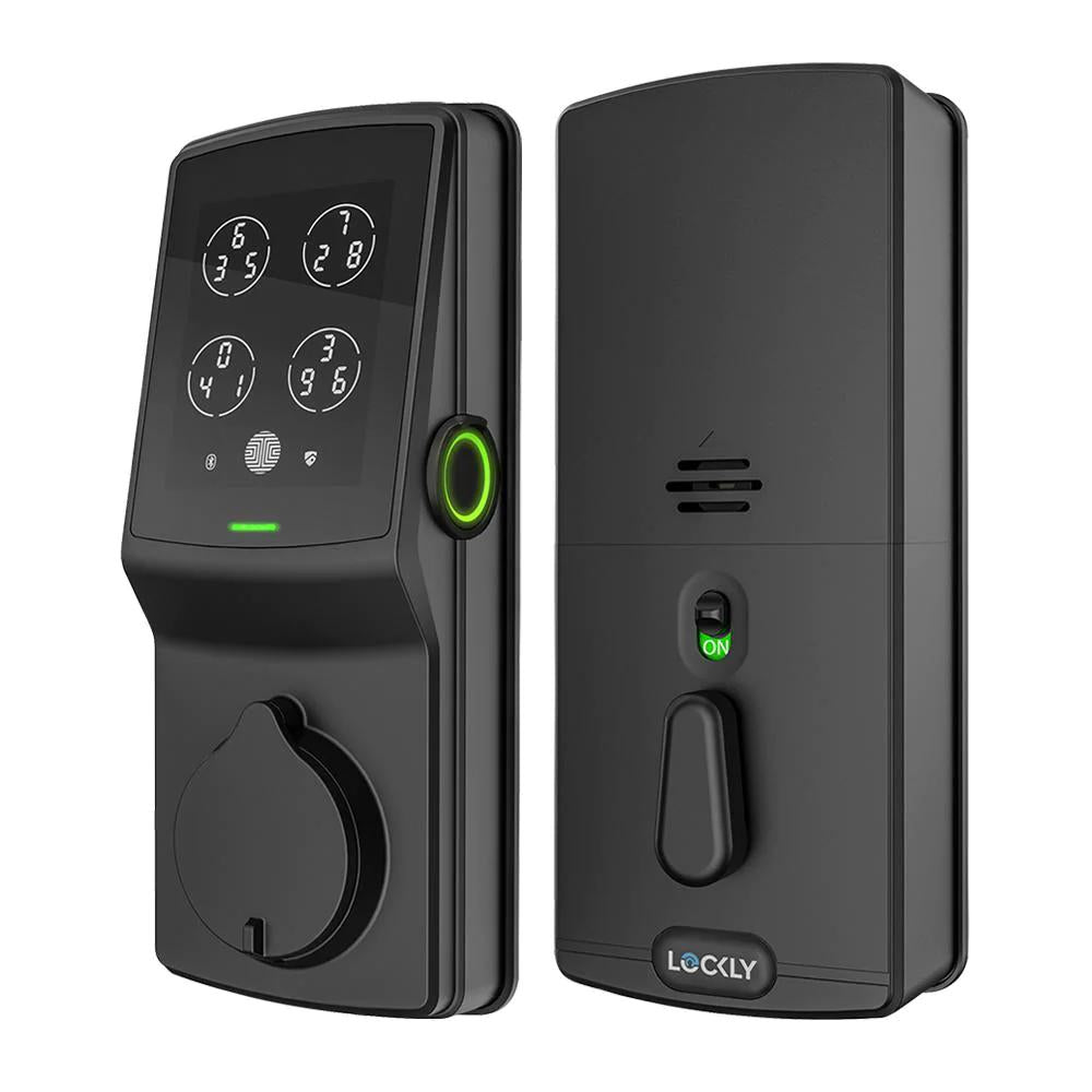 Secure Plus Matte Black Single-Cylinder Keypad Smart Alarmed Lock Deadbolt with Bluetooth, 3D Fingerprint Sensor
