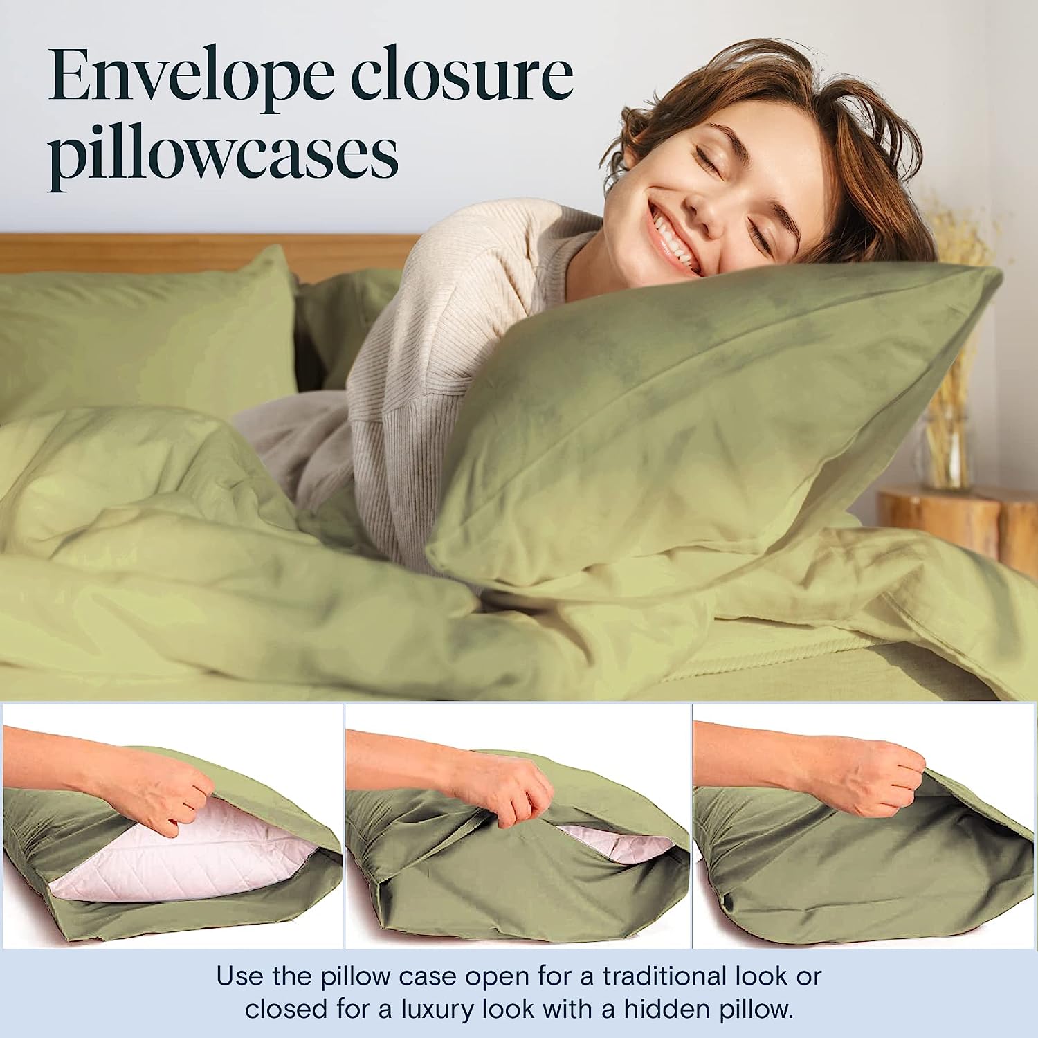 LuxClub 6 PC Queen Sheet Set Bamboo Sheets Deep Pockets 18" Eco Friendly Wrinkle Free Cooling Sheets Machine Washable Hotel Bedding Silky Soft - Olive Queen