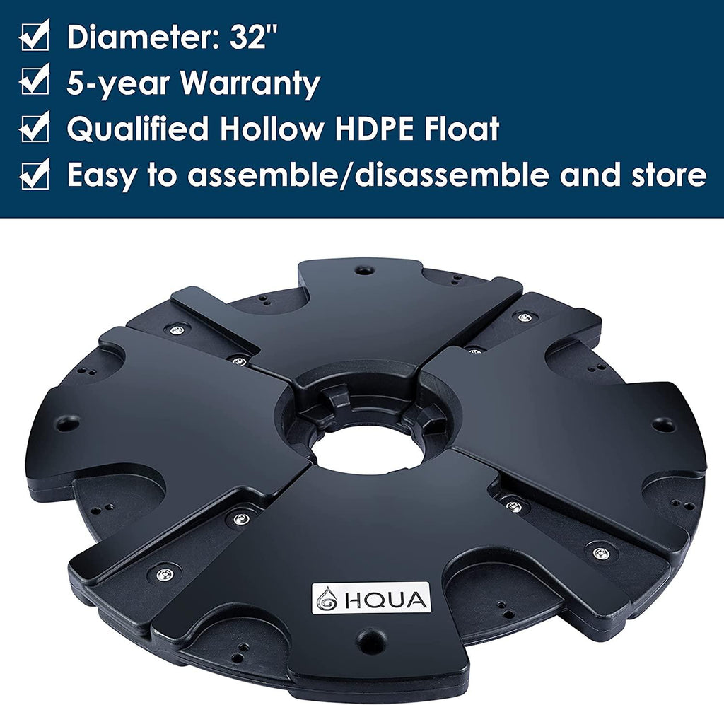 HQUA-FS02 110V, 1/4HP, OD(φ) 32” LarPond Floating Fountain with 9000 GPH Fountain Pump, 100’ Power Cord, Classic Crown Spray Pattern 6’x25’