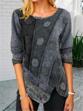 Stitching Printing Multicolor Printing Long-sleeved Casual T-shirt