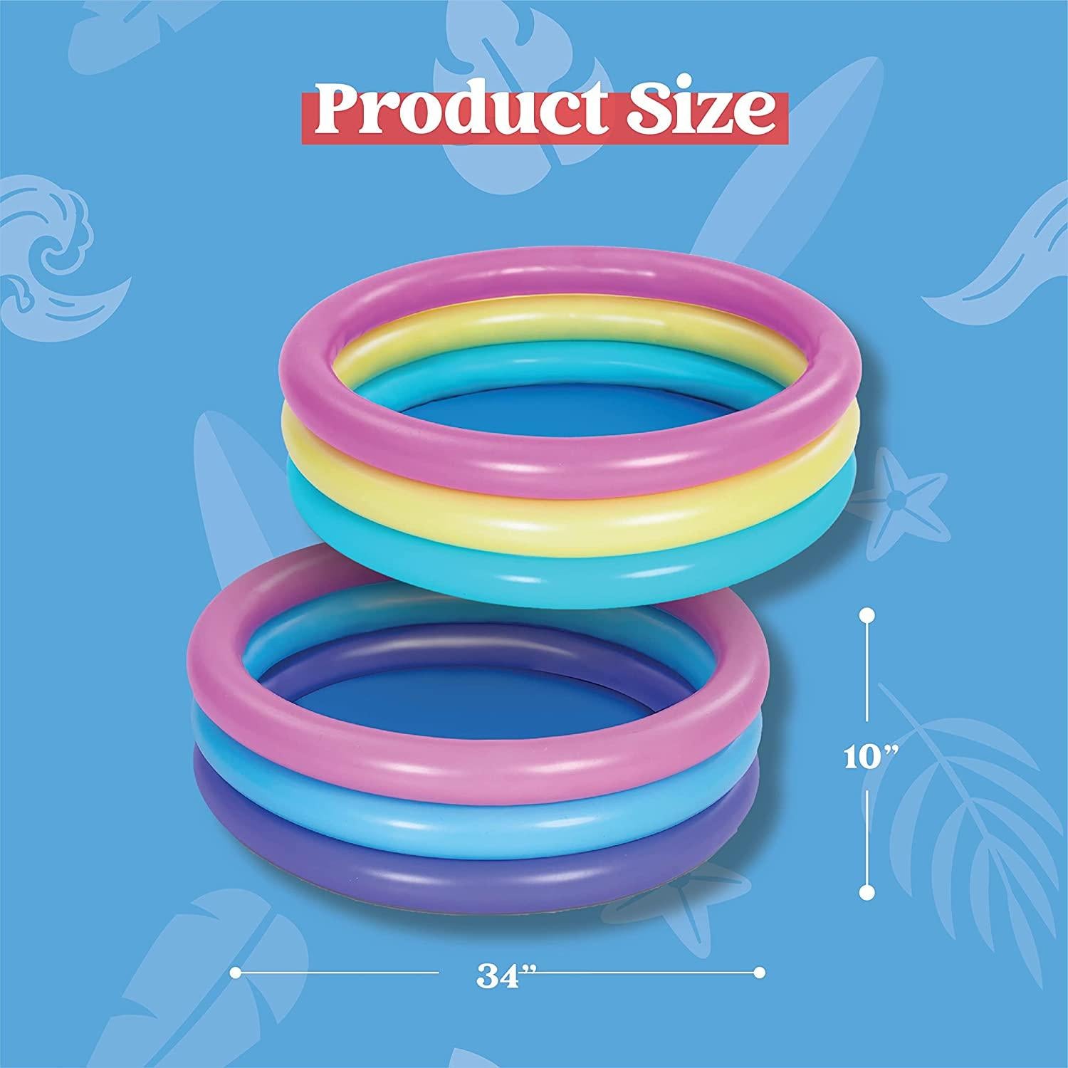2 packs 34'' multicolor inflatable kiddie pools, baby swimming pool set, summer fun for kids water pool pit ball pool indoor&amp;outdoor (34’’ x 10’’)