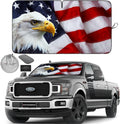 Autoamerics 1-Piece Windshield Sun Shade American Eagle Flag - 3 USA Patriotic  - Foldable Car Front Window Sunshade for Sedans SUV Truck - Blocks Max UV Rays and Keeps Your Vehicle Cool X-Large