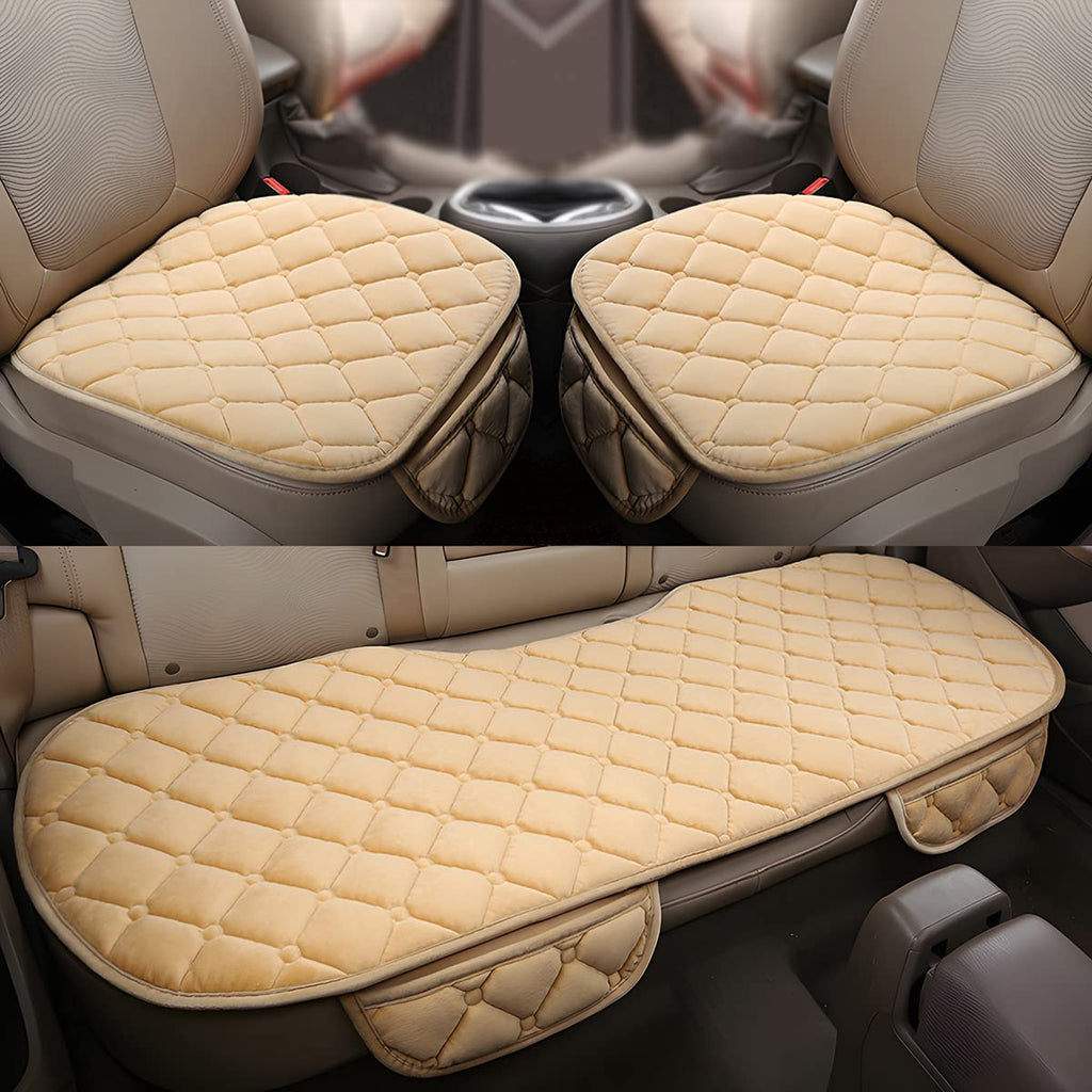 1pc / 3 Pcs Car Seat Cushion, Non-Slip Rubber Bottom With StoraPouch,Premium Comfort Memory Silk Cotton, Car Seat Pad Universal