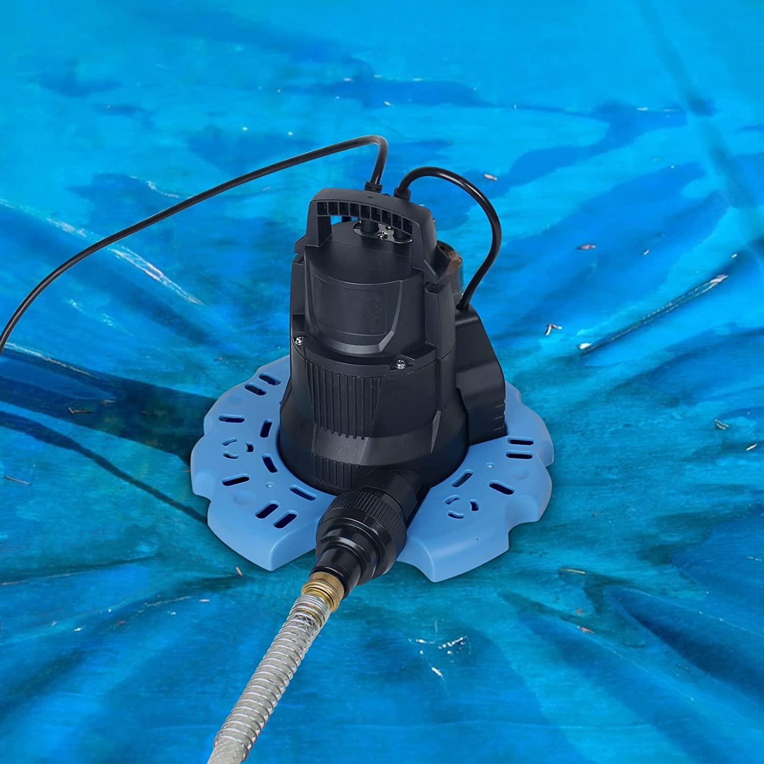 BACOENG Automatic Swimming Pool Cover Pump 2250GPH with Check Valve & Garden Hose Adapter, Wheels Attached, 25" Power Cord Submersible Water Pump for Pool Draining
