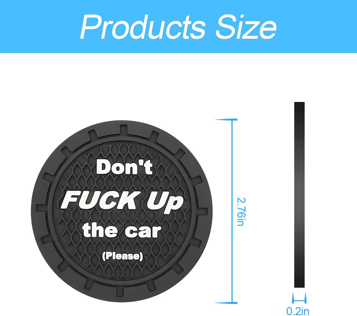8sanlione Car Cup Coaster, 4Pcs 2.75 Inch Auto Cup Holder Insert Coasters, Non-Slip Waterproof Embedded Drink Mat, Automotive Interior Accessories for Men and Women (A Black/4PCS)
