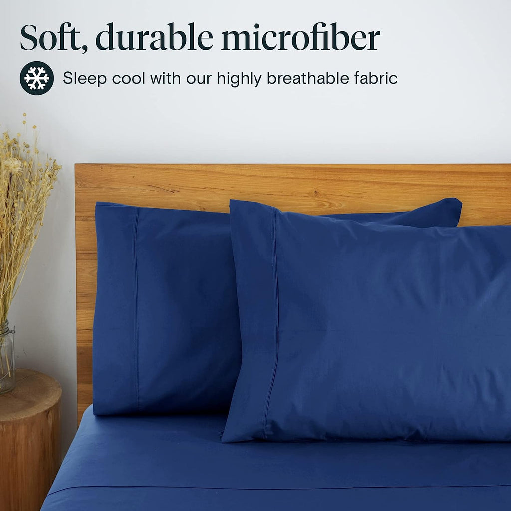 LuxClub 6 PC Queen Sheet Set Bamboo Sheets Deep Pockets 18" Eco Friendly Wrinkle Free Cooling Sheets Machine Washable Hotel Bedding Silky Soft - Navy Queen