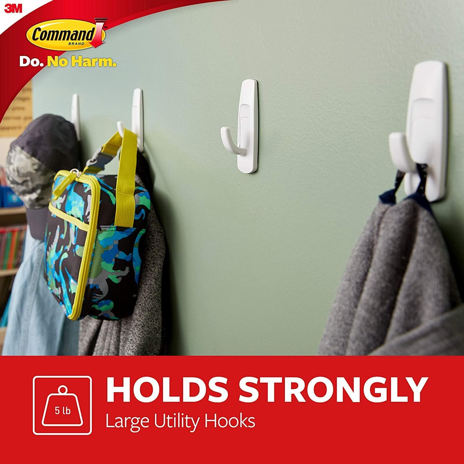 Command Wall Hooks Bundle - Command Small Wire Toggle Hooks 16 Hooks with Large Utility Hooks 7 Hooks, Command Strips Included