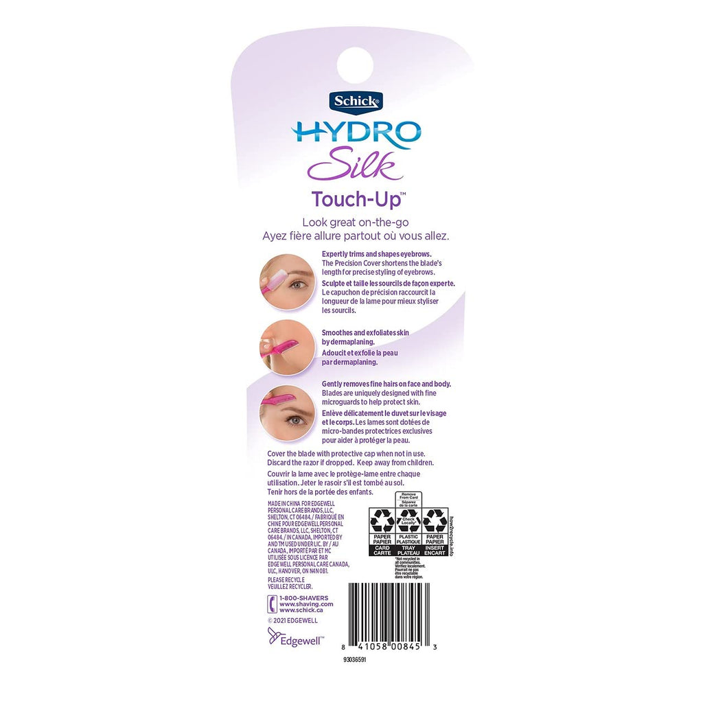 Schick Hydro Silk Touch-Up Exfoliating Dermaplaning Tool, Face &amp; Eyebrow Razor with Precision Cover- 9 Count | Dermaplaning Razor For Women