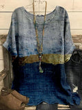 Fashion Color Matching Printed Casual Blouse