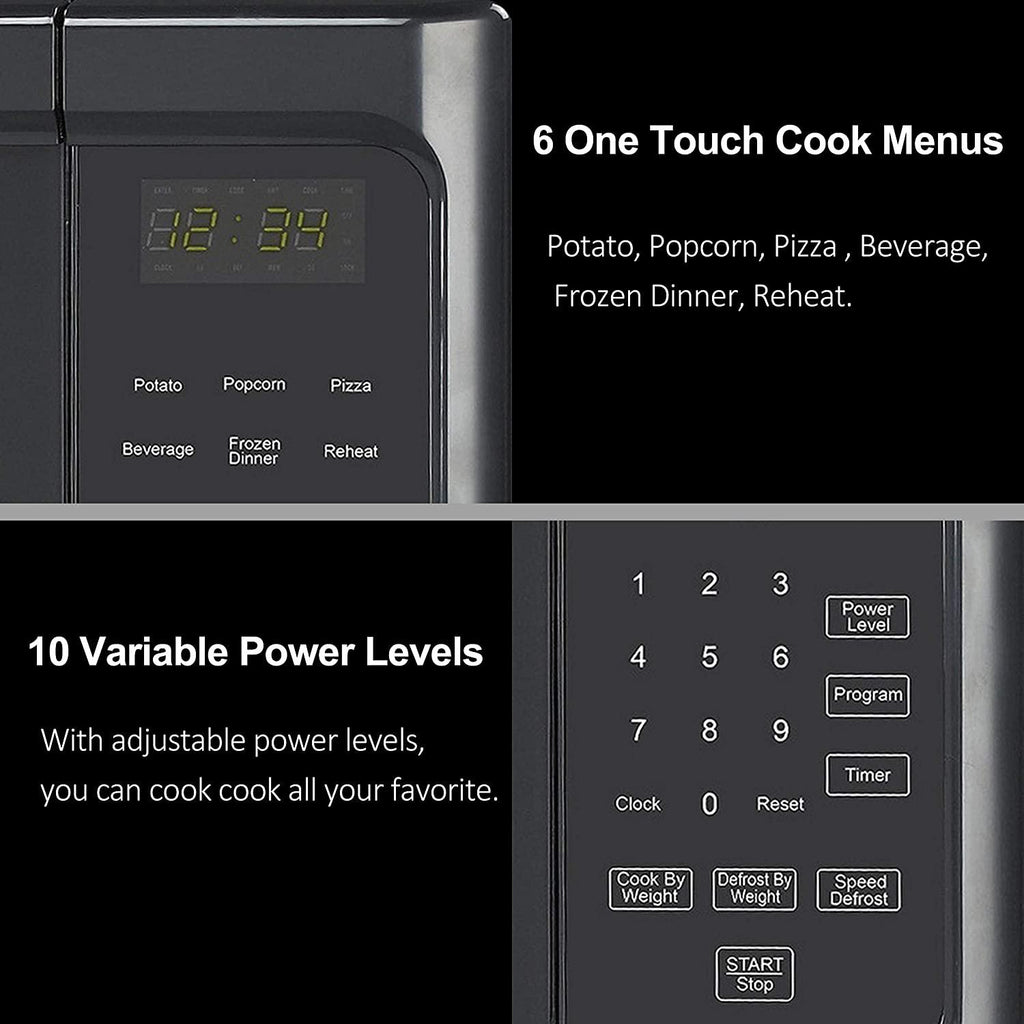 Walsh WSCMS311BK-10 Countertop Microwave Oven, 6 CooPrograms LED Lighting Push Button, 1.1 Cu.Ft/1000W, Black
