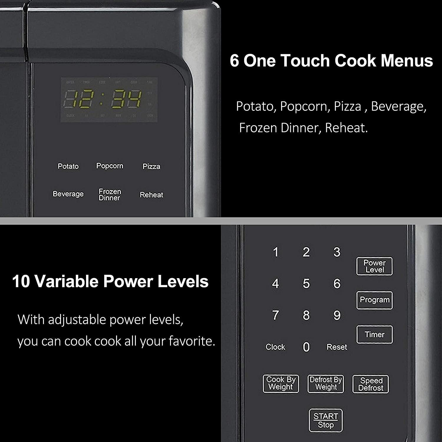 Walsh WSCMS311BK-10 Countertop Microwave Oven, 6 CooPrograms LED Lighting Push Button, 1.1 Cu.Ft/1000W, Black