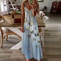 Fashion strap butterfly print dress