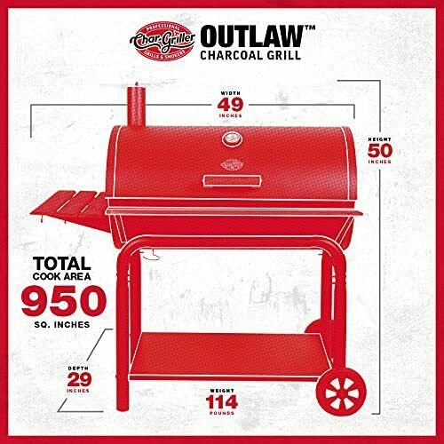 2137 Outlaw Charcoal Grill 950 Square Inch Black