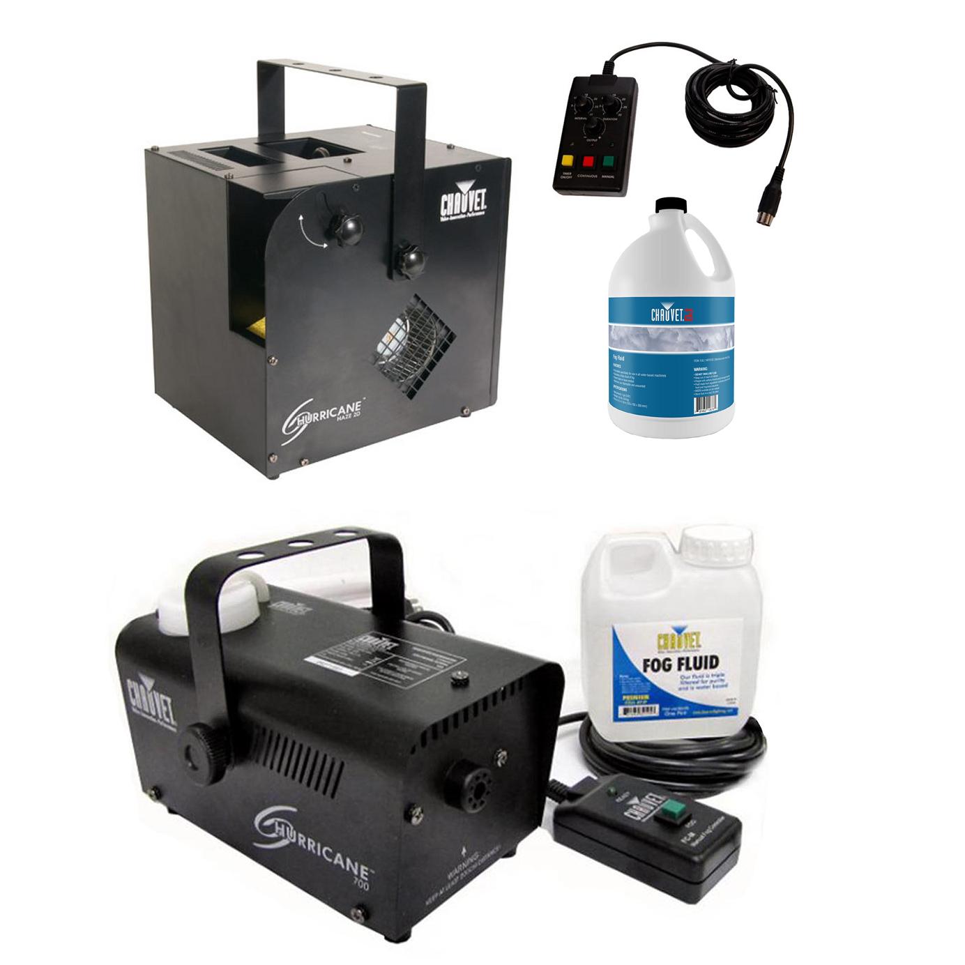 Chauvet DJ Hurricane Haze 2D & Hurricane Pro Fog Machines w/ Fog Fluid & Remotes