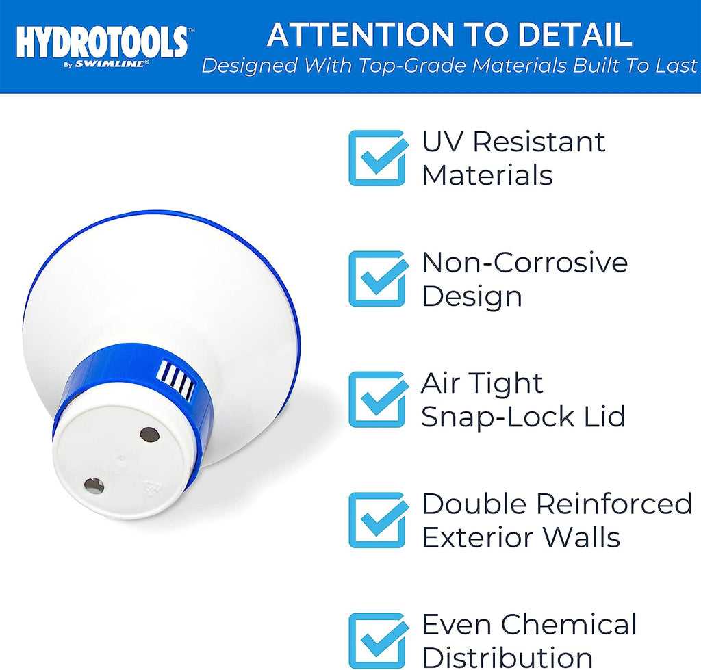 HYDROTOOLS BY SWIMLINE 8715 Mini Chemical Dispenser For Spas and Personal Pools| Compatible With Bromine &amp; Chlorine Supports 1’’ Tablets | Adjustable Control Ring For Customizable Flow Rate