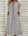 V-neck Printed Loose Short Sleeve Maxi Dress
