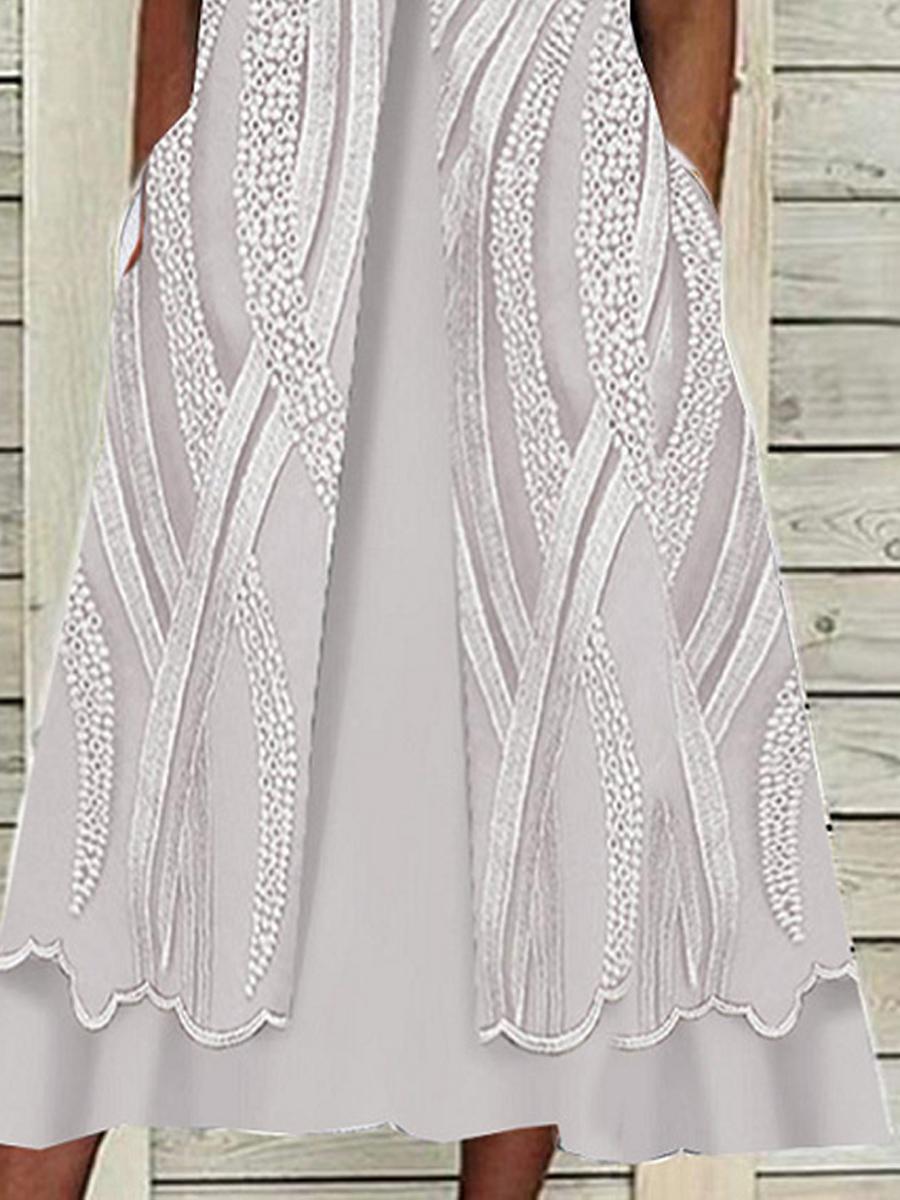 V-neck Printed Loose Short Sleeve Maxi Dress