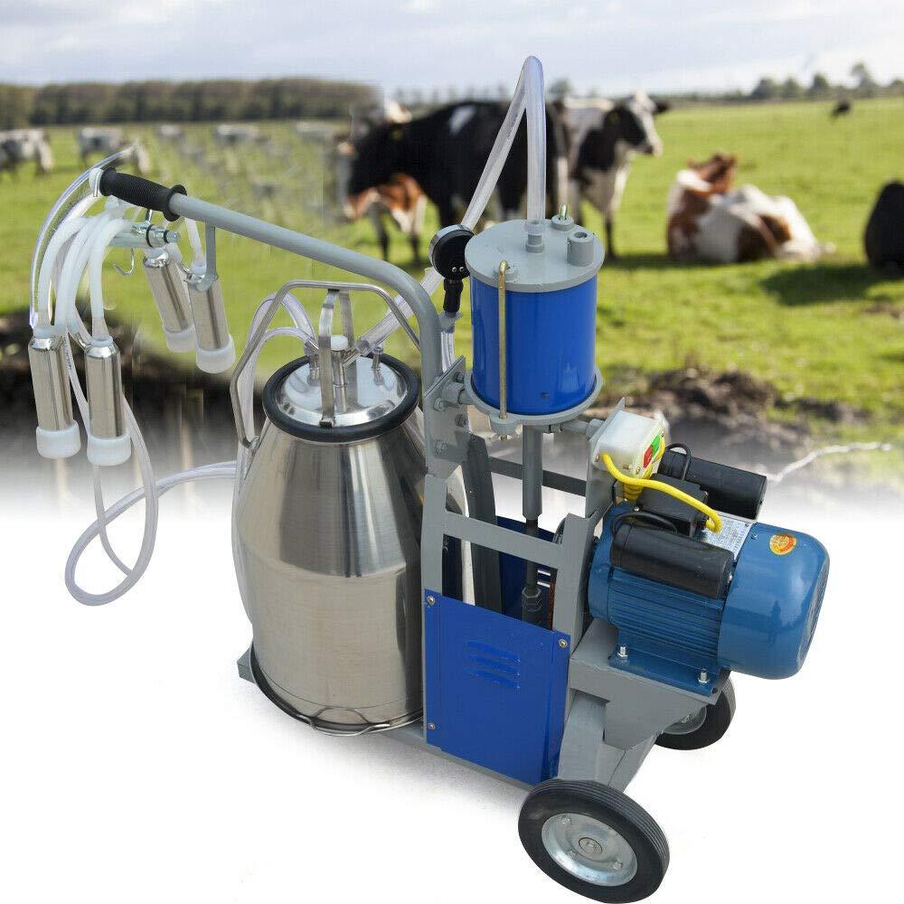 TBVECHI MilMachine, 25L Electric MilMachine Piston Vacuum Pump MilPump with Bucket,  Steel Cow MilMachine MilEquipment Milker Machine