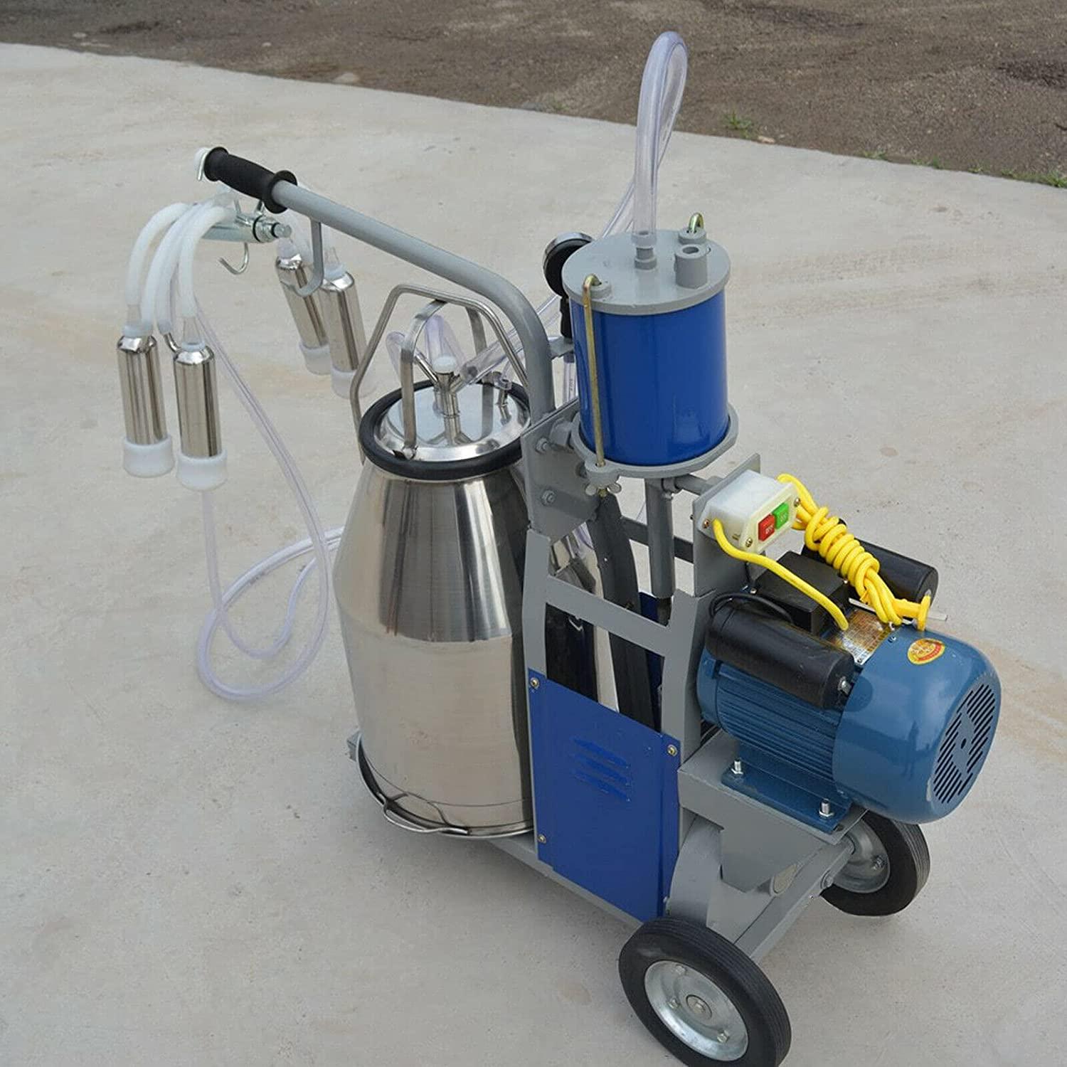 TBVECHI MilMachine, 25L Electric MilMachine Piston Vacuum Pump MilPump with Bucket,  Steel Cow MilMachine MilEquipment Milker Machine