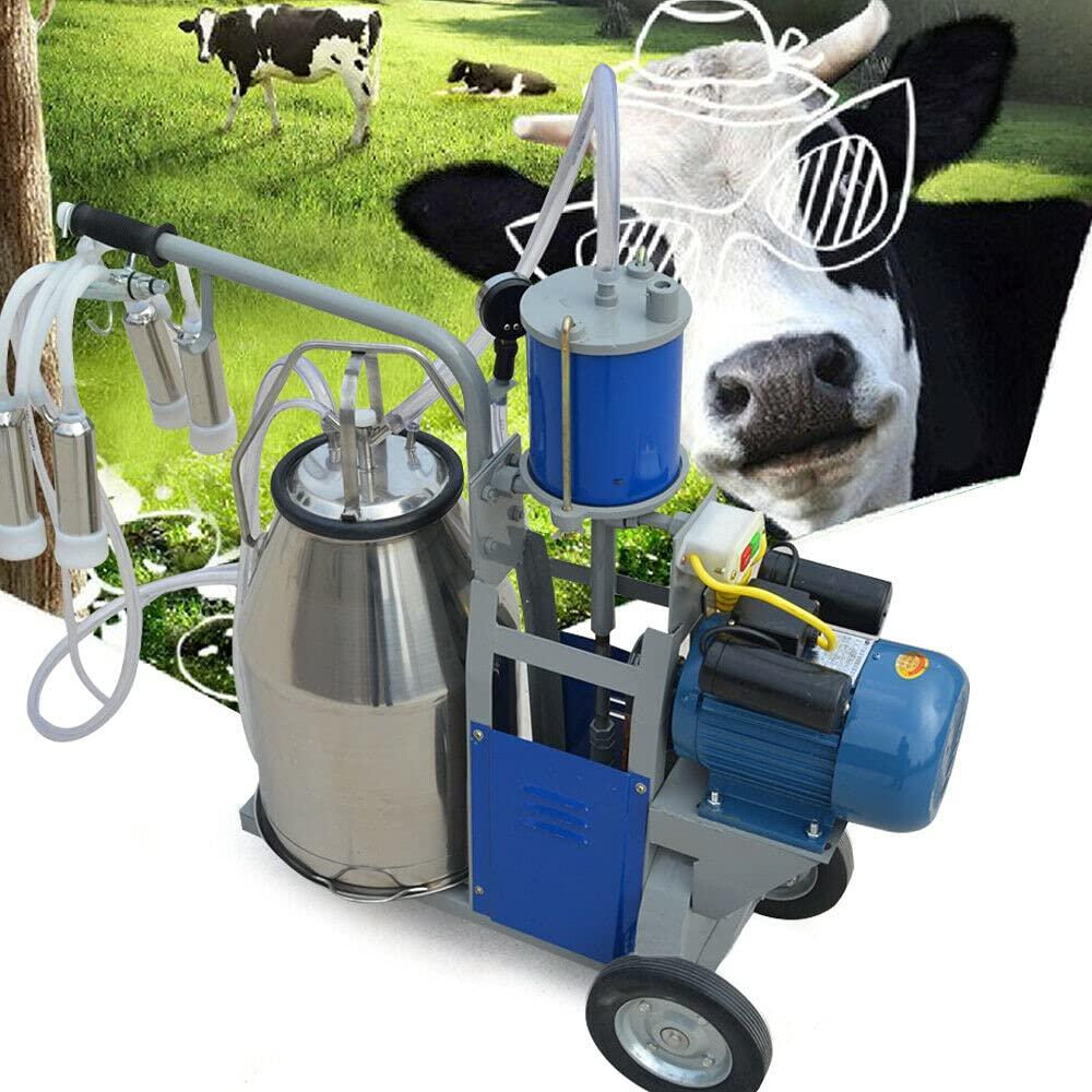 TBVECHI MilMachine, 25L Electric MilMachine Piston Vacuum Pump MilPump with Bucket,  Steel Cow MilMachine MilEquipment Milker Machine