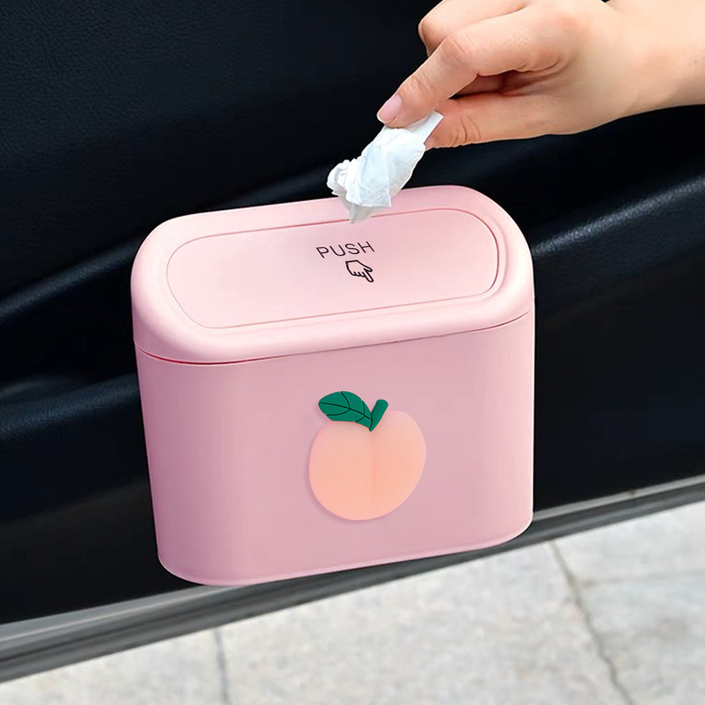 Cute Cartoon Car Trash Can With Flip-top Lid - Keep Your Car Clean And Tidy!