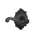 Flair Aged Bronze Privacy Bed/Bath Door Lever with Brookshire Trim