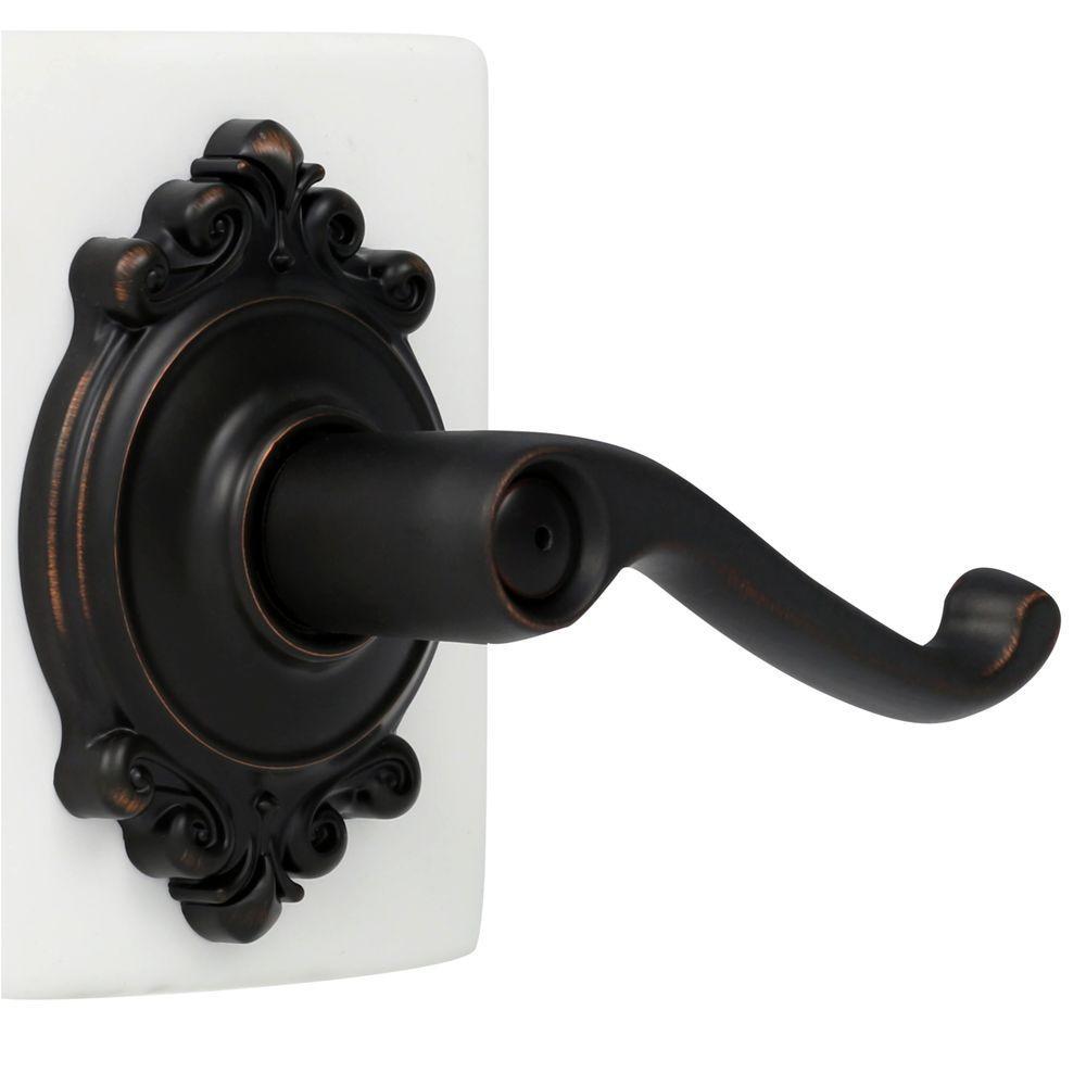 Flair Aged Bronze Privacy Bed/Bath Door Lever with Brookshire Trim