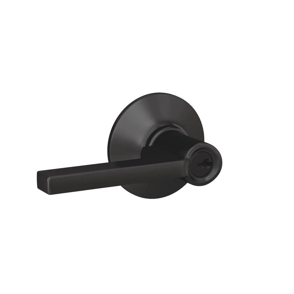 Custom Latitude Matte Black Keyed Entry Door Lever
