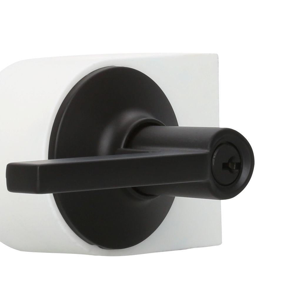 Custom Latitude Matte Black Keyed Entry Door Lever