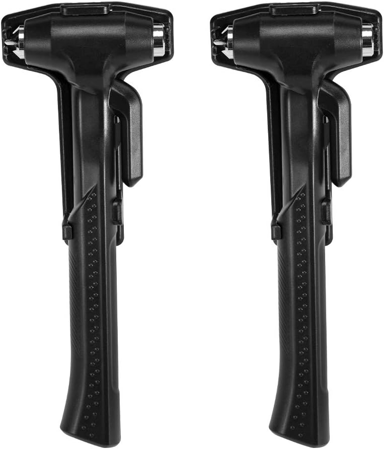 MOTORBUDDY 2-Pack Car Safety Hammer, 3-in-1 Auto Emergency Escape Hammer with Window Breaker and Seat Belt Cutter, Striking Black Emergency Escape Tool for Car Accidents