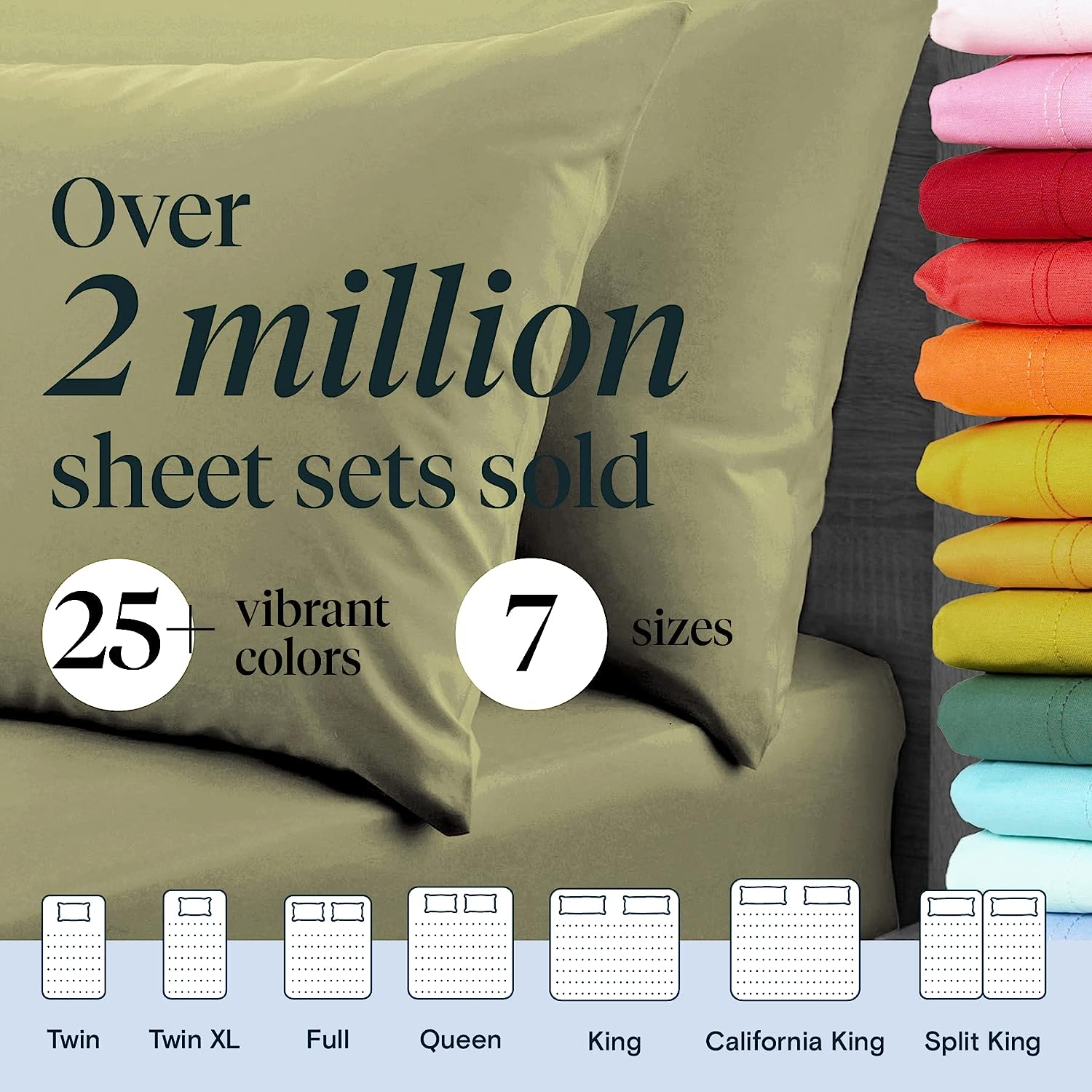 LuxClub 6 PC California King Size Sheet Set Bamboo Sheets Deep Pockets 18" Eco Friendly Wrinkle Free Cooling Sheets Machine Washable Hotel Bedding Silky Soft - Olive California King