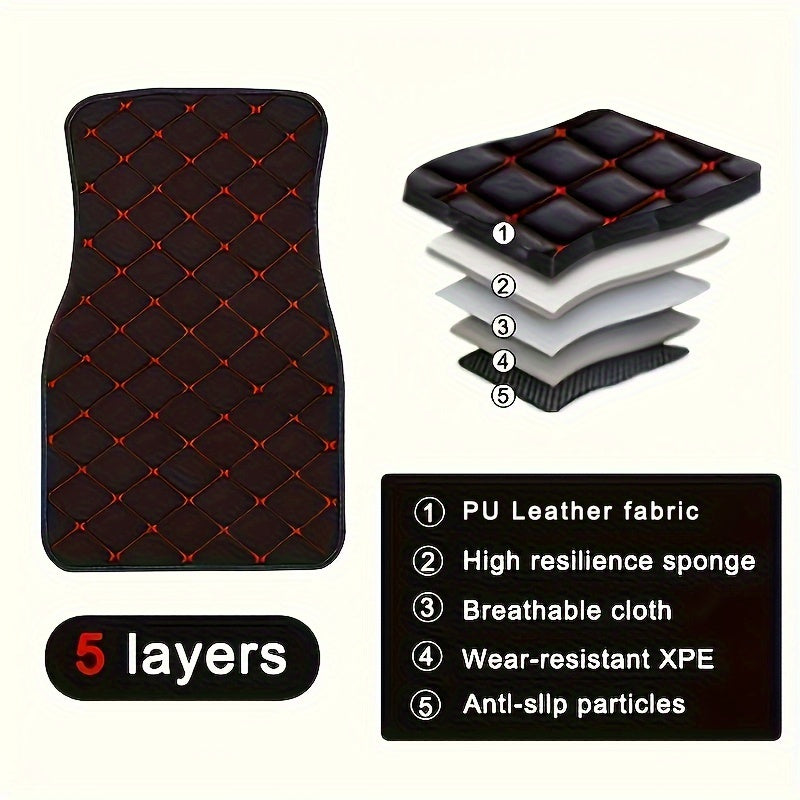 4pcs Car Floor Mats Universal Waterproof Front Rear Full Set Auto Rugs Leather Car Carpet Accessories Interior