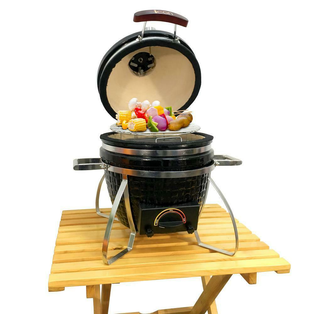 Vision Icon 101 Electric and Charcoal Kamado Grill in Black