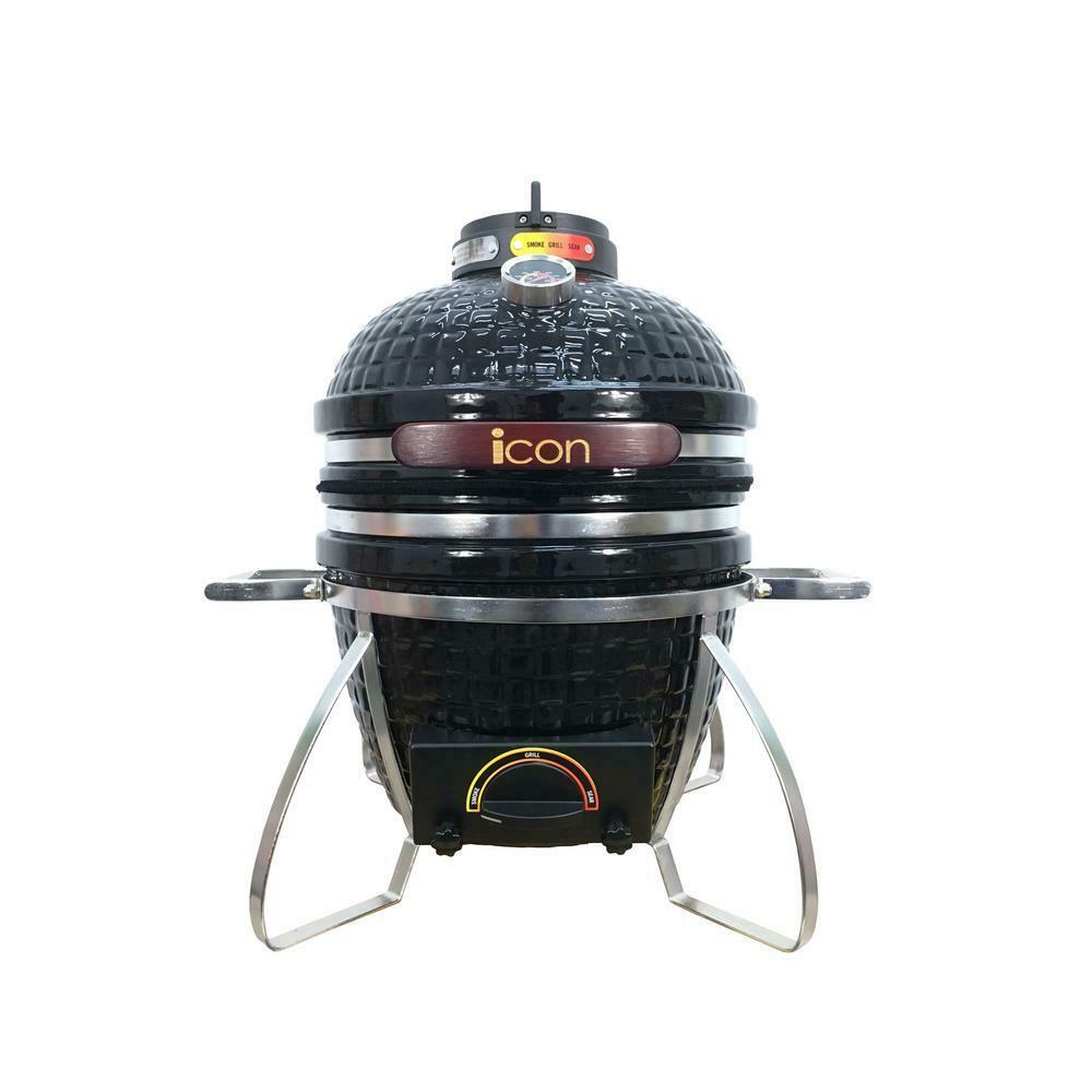Vision Icon 101 Electric and Charcoal Kamado Grill in Black