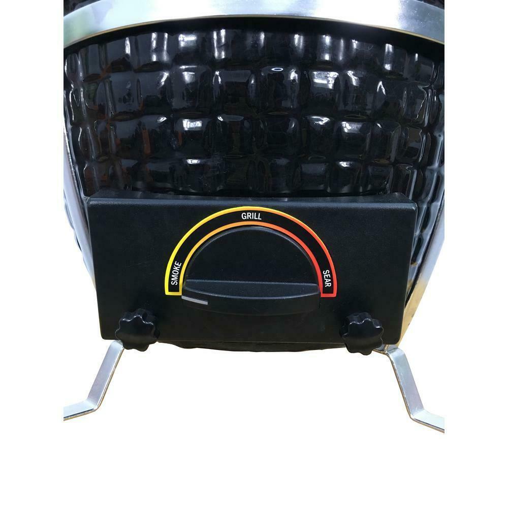 Vision Icon 101 Electric and Charcoal Kamado Grill in Black