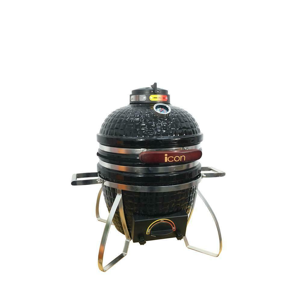 Vision Icon 101 Electric and Charcoal Kamado Grill in Black
