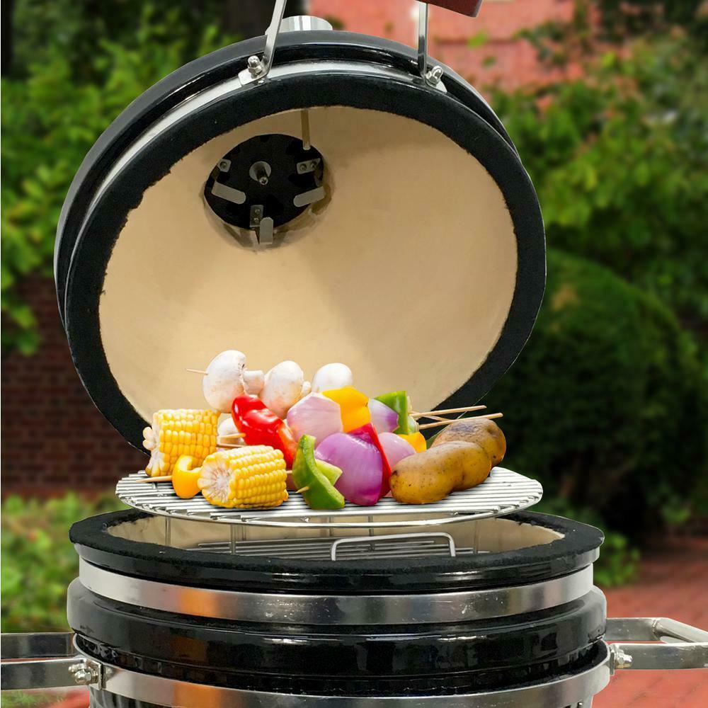 Vision Icon 101 Electric and Charcoal Kamado Grill in Black