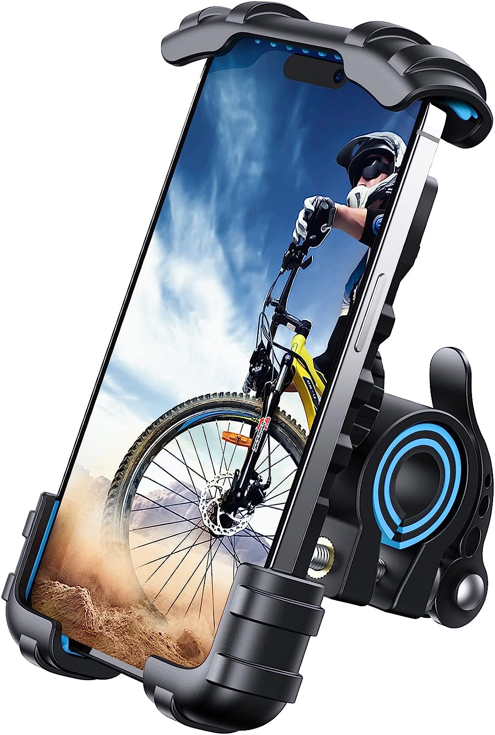 Lamicall Bike Phone Holder, Motorcycle Phone Mount - Motorcycle Handlebar Cell Phone Clamp, Scooter Phone Clip for iPhone 14 Plus/Pro Max, 13 Pro Max, S9, S10 and More 4.7" - 6.8" Smartphones, Blue