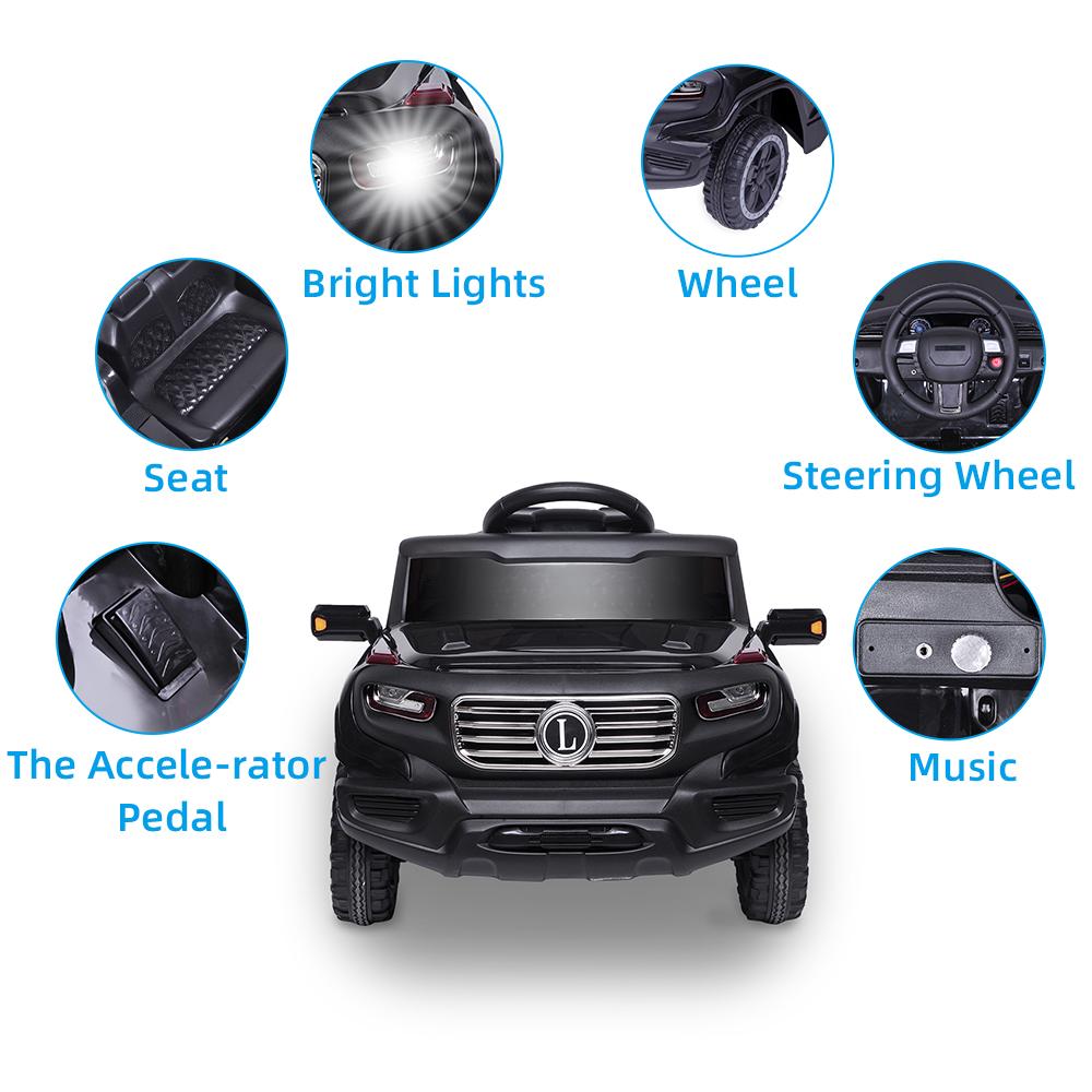 Ride On Toys for Kids 6 volt, Powered Ride on Car w/ Parental Remote Control &amp; Manual Modes, Music, Horn, Lights, Volume Control Functions, Electric Vehicle for 3-5 Years Old Boy Girls, Black, W4510