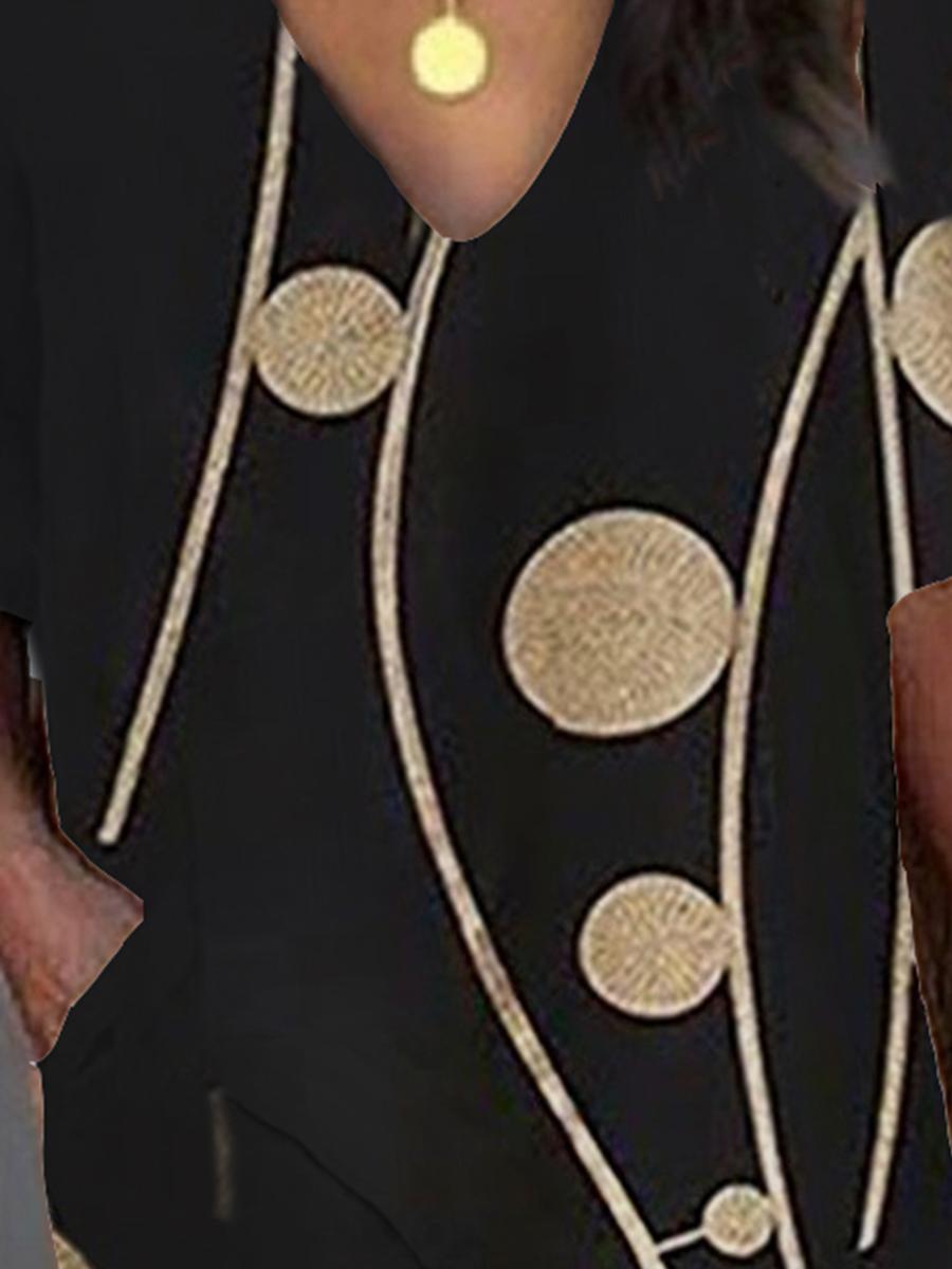 Printed V-neck Short Sleeve Shirt