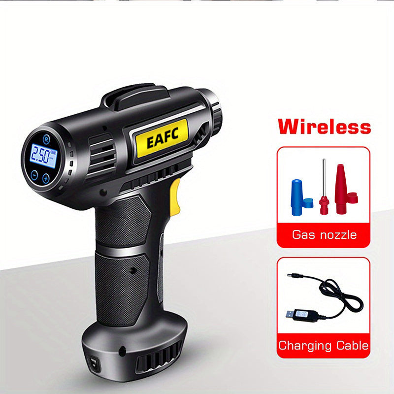 Portable Air Compressor: 150PSI Cordless Car Tire Inflator Pump With Pressure Gau&amp; Light - Perfect For Cars, Motorcycles &amp; Bicycles!