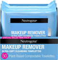 Neutrogena Cleansing Fragrance Free Makeup Remover Face Wipes, Cleansing Facial Towelettes for Waterproof Makeup, Alcohol-Free, Unscented, 100% Plant-Based Fibers, Twin Pack, 2 x 25 ct