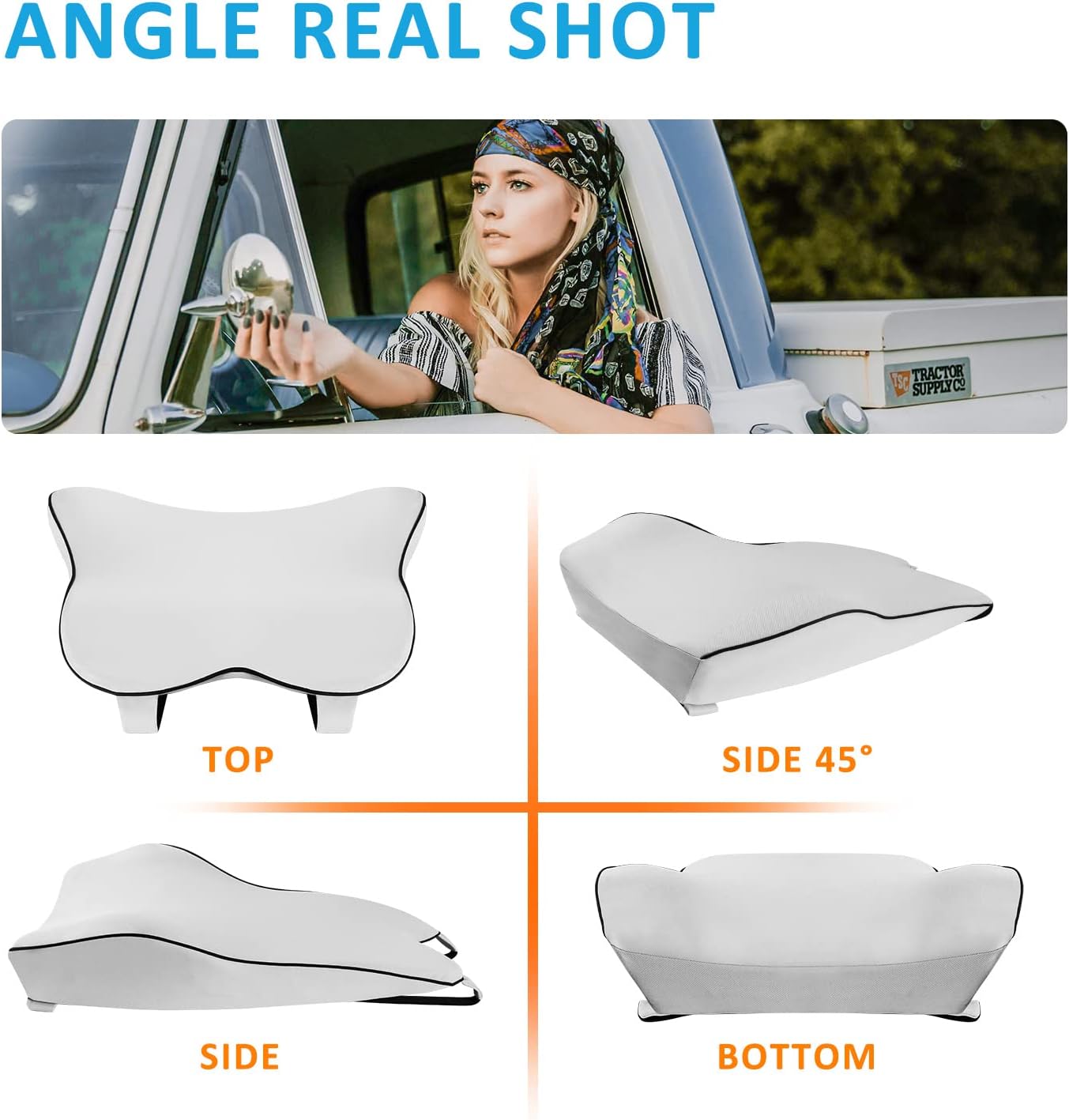 Lumbar Support Pillow for Car-Memory Foam Car Back Support for Driving Fatigue/Back Pain Relief - Dual Straps Better Fix The Back Support for Car -Gray