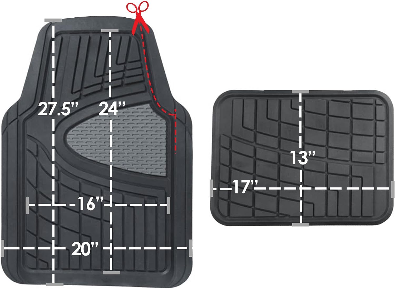 FH Group Automotive Floor Mats - Heavy-Duty Rubber Floor Mats for Cars, Universal Fit Full Set, Climaproof Floor Mats, Trimmable Floor Mats for Most Sedan, SUV, Truck Floor Mats Burgundy