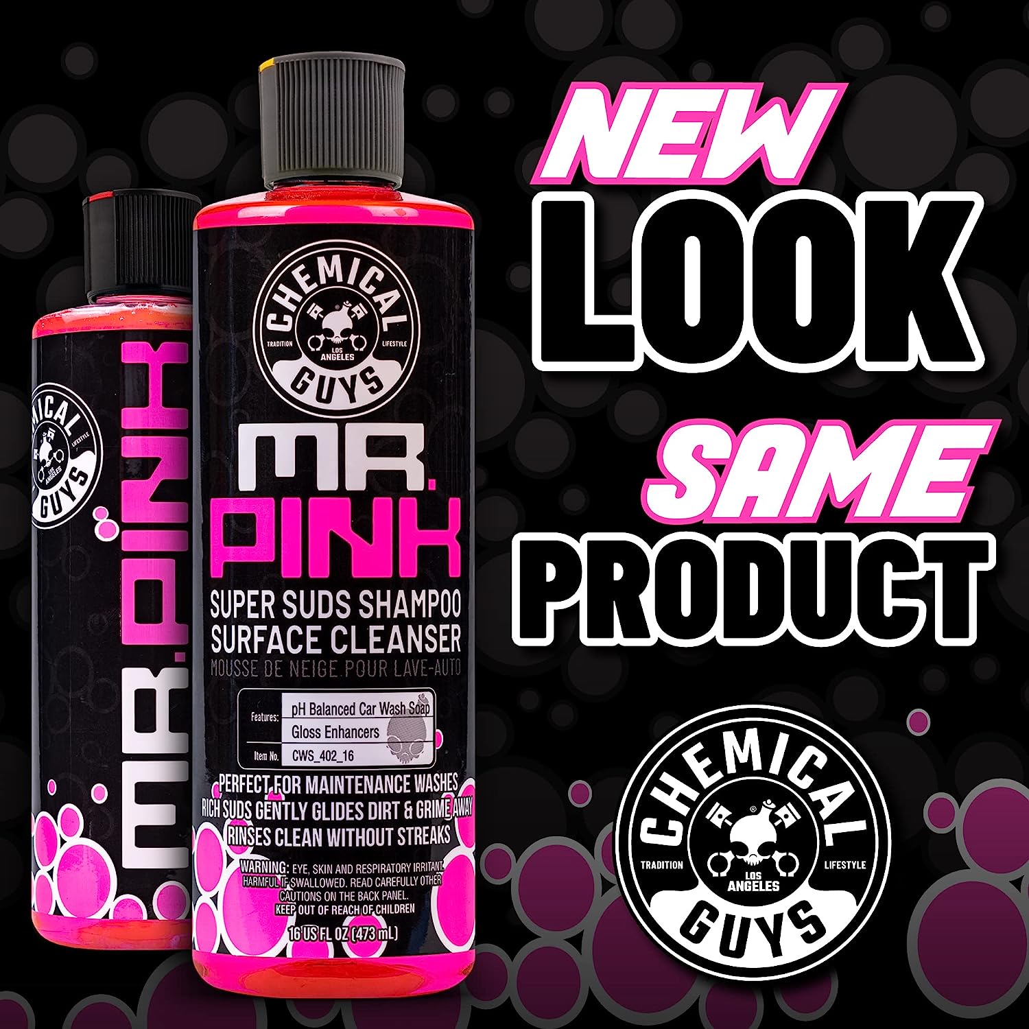 Chemical Guys CWS_402A Car Wash, Dry &amp; Shine Bundle - Mr. Pink Foaming Car Wash Soap, 128 fl oz (1 Gal) + After Wash Gloss Boosting Drying Aid (16 fl oz) (2 Items) For Cars, Trucks, SUVs, RVs &amp; More