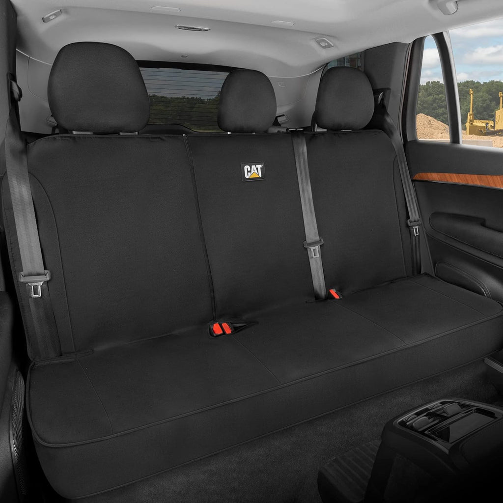 CATFlexfit Seat Cover for Cars Trucks SUV, Zipper Split Rear Bench Protector with Durable Canvas Material, Interior Cover in Black