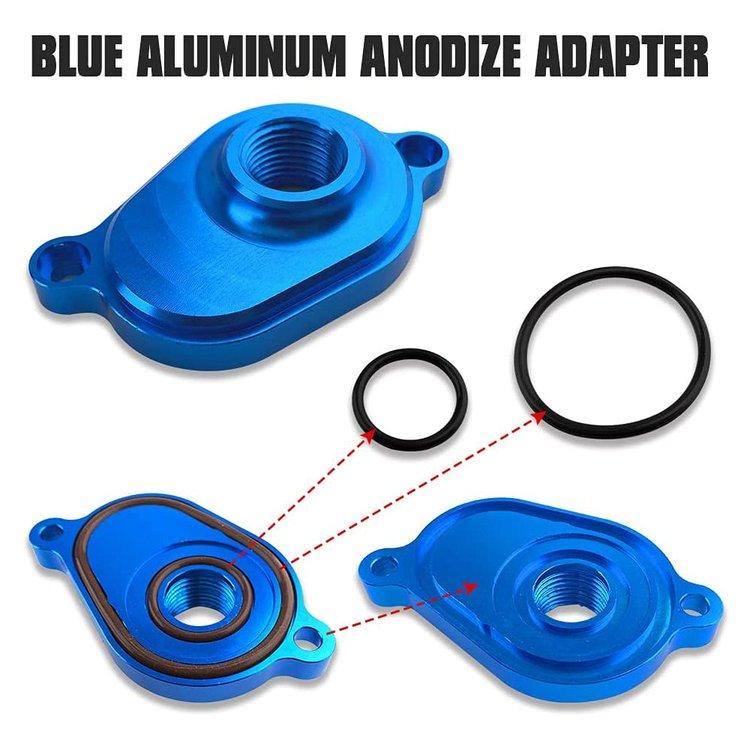 6.0L Powerstroke Oil Cooler Flush Kit, Blue Anodize Adapter EGR Cooler Flush Adapter for Ford 2003 2004 2005 2006 2007 2008 2009 2010 Diesel