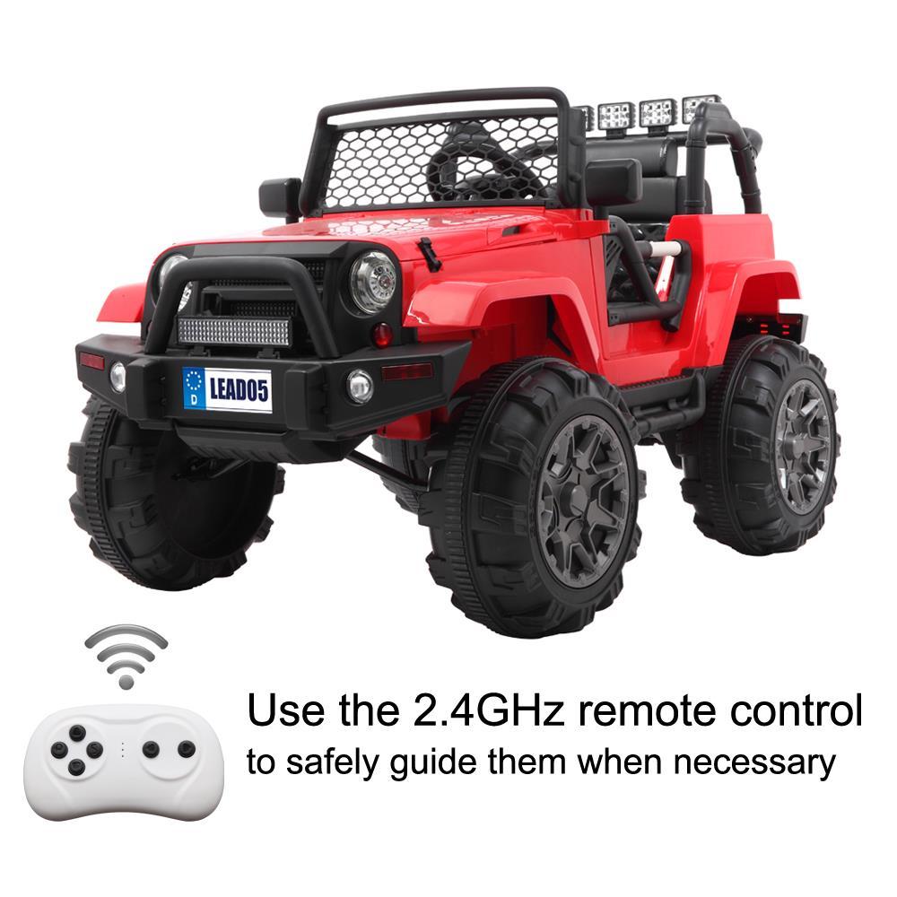 UBesGoo 12V Kids Battery Powered Electric Red 4-Wheeler Ride-On Car with LED Headlights, Music, Remote Control - Red