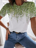 Womens Casual Fashion Flower Print T-shirt